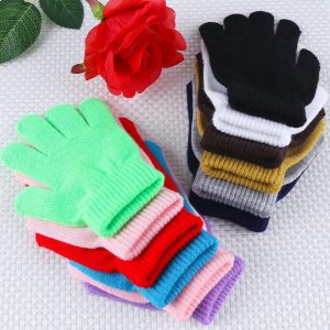 Cooraby Assorted Pairs of Kid’s Winter Gloves – Children Stretchy Knit Warm Gloves Boys or Girls – Item #5849-0433
