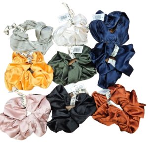 Satin Scrunchies for Women, Big Hair Scrunchies for Girls – Assorted Colors – Item #6164