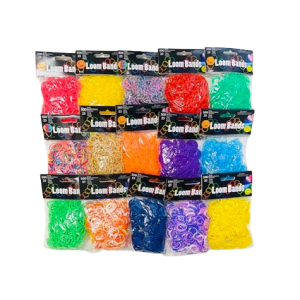 Midwest Design Loom Bands – Assorted Packs of 500 or 400 Bands plus 25 Clasps – Item #6420