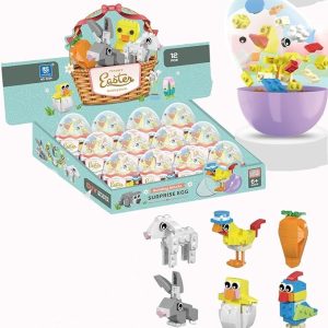 Pre-Filled Easter Eggs with Rabbit Block Toys – 12 Assorted Model Building Kits – Item #6925