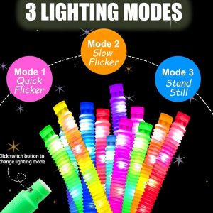 Light6 Light Up Pop Tubes – Glow Necklaces Bracelets – 3 Modes – Assorted Colors – Item #7094