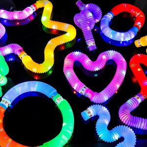 Light6 Light Up Pop Tubes – Glow Necklaces Bracelets – 3 Modes – Assorted Colors – Item #7094