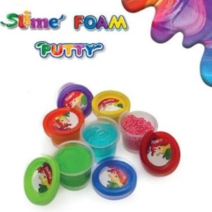 Puttyslime Assorted Plastic Cans of Foam, Putty & Slime – Fun Colors! – Item #7052